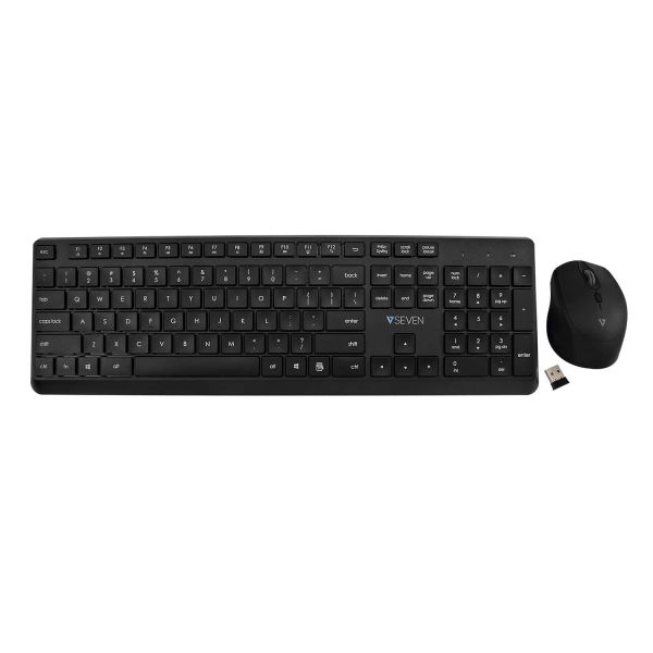 V7 CKW350US toetsenbord Inclusief muis Universeel RF Draadloos QWERTY Amerikaans Engels Zwart (CKW350US)