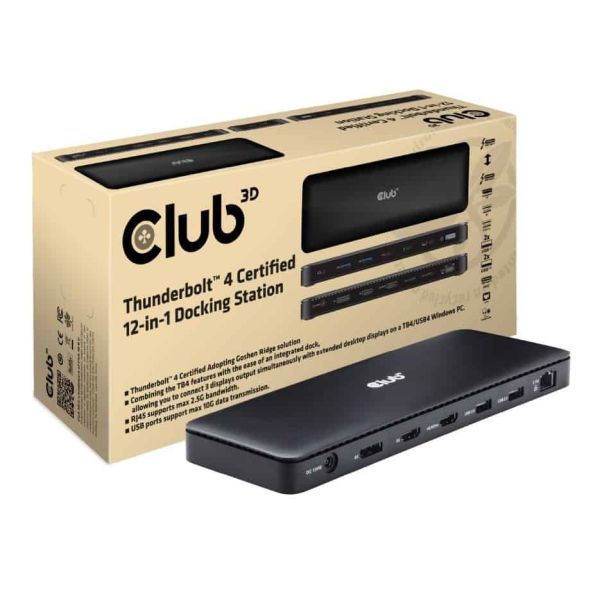 CLUB3D Thunderbolt 4 Certified 11-in-1 dockingstation voor mobiel apparaat Universeel Zwart (CSV-1582)