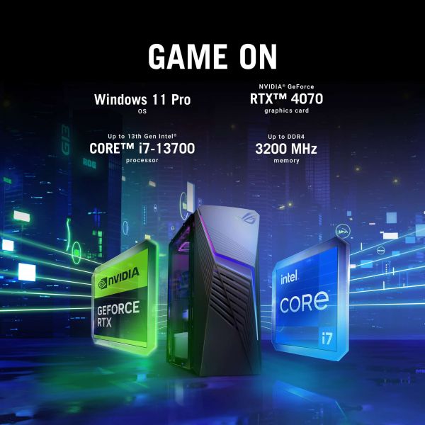 ASUS ROG Strix G13CH-713700053W Intel® Core™ i7 i7-13700 32 GB DDR4-SDRAM 1 TB SSD NVIDIA GeForce RTX 4070 Windows 11 Home Midi Tower PC Zwart, Grijs (90PF0471-M01540)