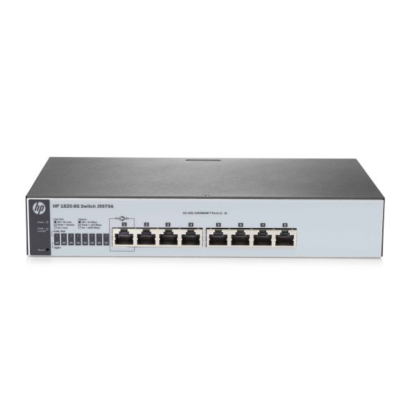 Hewlett Packard Enterprise 1820-8G Managed L2 Gigabit Ethernet (10/100/1000) 1U Grijs (HR5B9E)