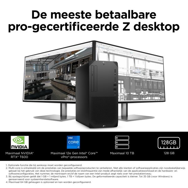 HP Z1 G9 Intel® Core™ i9 i9-14900 32 GB DDR5-SDRAM 1 TB SSD NVIDIA GeForce RTX 4060 Windows 11 Pro Tower Workstation Zwart (996N4ET#ABH)