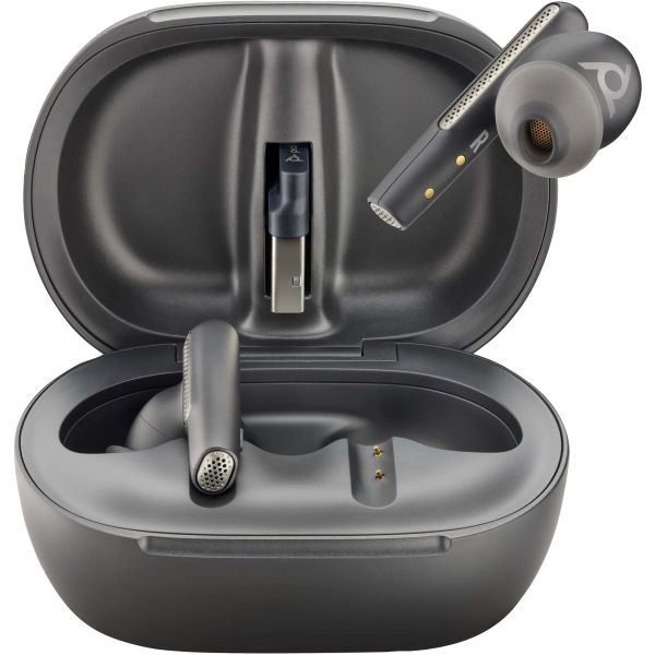 POLY Voyager Free 60+ UC Carbon Black Earbuds + BT700 USB-C-adapter + oplaadcase met touchscreen (7Y8G4AA)