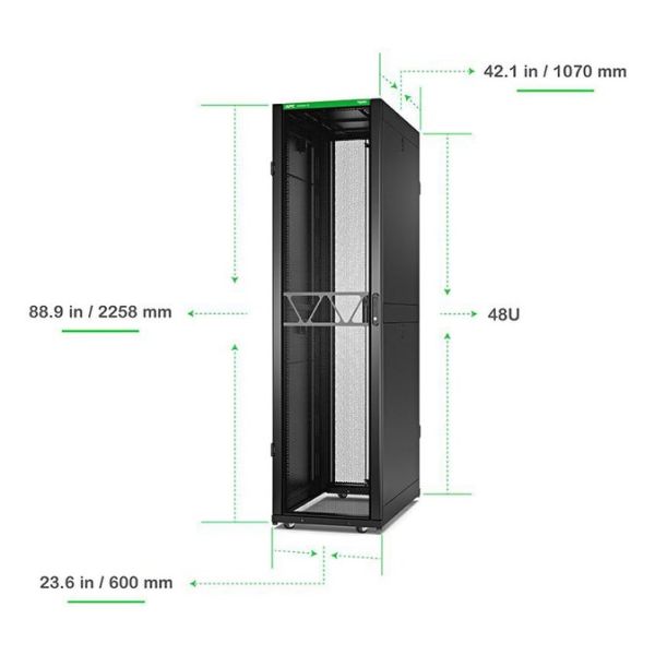 APC Netshelter SX Gen2 AR3107B2 - 48U, 2258h x 600b x 1070d mm, met zijpanelen, zwart (AR3107B2)