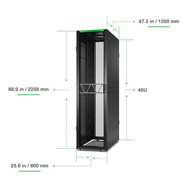 APC Netshelter SX Gen2 AR3307B2 - 48U, 2258h x 600b x 1070d mm, met zijpanelen, zwart (AR3307B2)