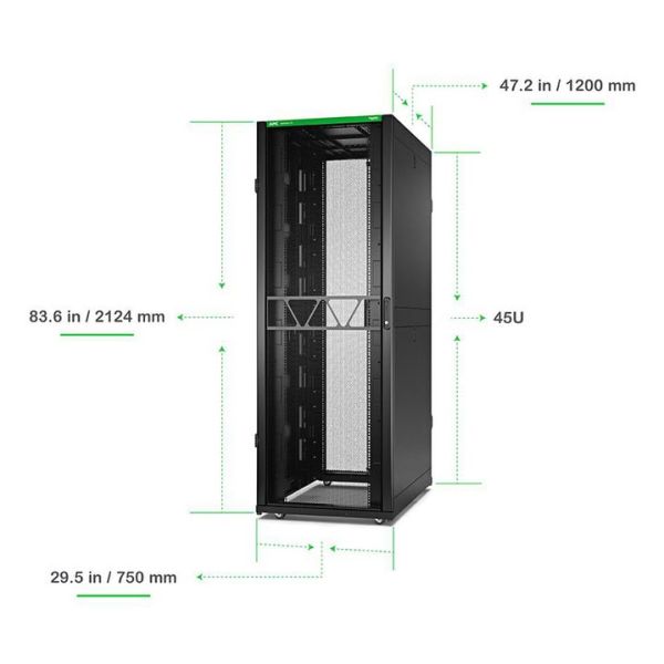 APC Netshelter SX Gen2 AR3355B2 - 45U, 2124h x 750b x 1200d mm, met zijpanelen, zwart (AR3355B2)