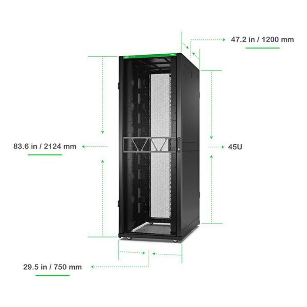 APC Netshelter SX Gen2 AR3355B2 - 45U, 2124h x 750b x 1200d mm, met zijpanelen, zwart (AR3355B2)
