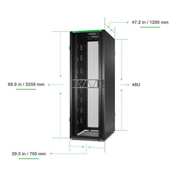 APC Netshelter SX Gen2 AR3357B2 - 48U, 2258h x 750b x 1070d mm, met zijpanelen, zwart (AR3357B2)