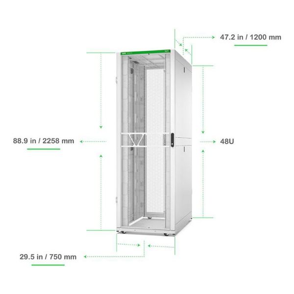 APC Netshelter SX Gen2 AR3357W2 - 48U, 2258h x 750b x 1070d mm, met zijpanelen, wit (AR3357W2)