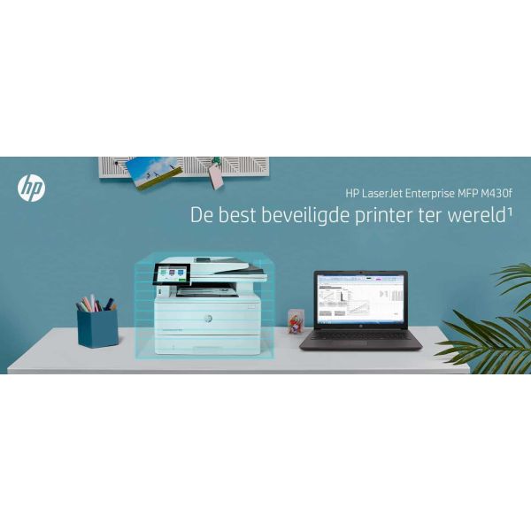 HP LaserJet Enterprise MFP M430f, Zwart-wit, Printer voor Bedrijf, Printen, kopiëren, scannen, faxen, Automatische documentinvoer voor 50 vellen; Dubbelzijdig printen; Dubbelzijdig scannen; Printen via USB-poort aan de voorzijde; Compact formaat; Energiez