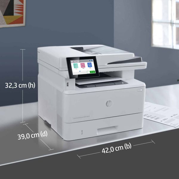 HP LaserJet Enterprise MFP M430f, Zwart-wit, Printer voor Bedrijf, Printen, kopiëren, scannen, faxen, Automatische documentinvoer voor 50 vellen; Dubbelzijdig printen; Dubbelzijdig scannen; Printen via USB-poort aan de voorzijde; Compact formaat; Energiez