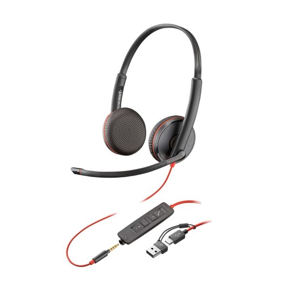 HP Poly Blackwire 3225 Stereo USB-C Headset + 3,5 mm plug + USB-C/A adapter