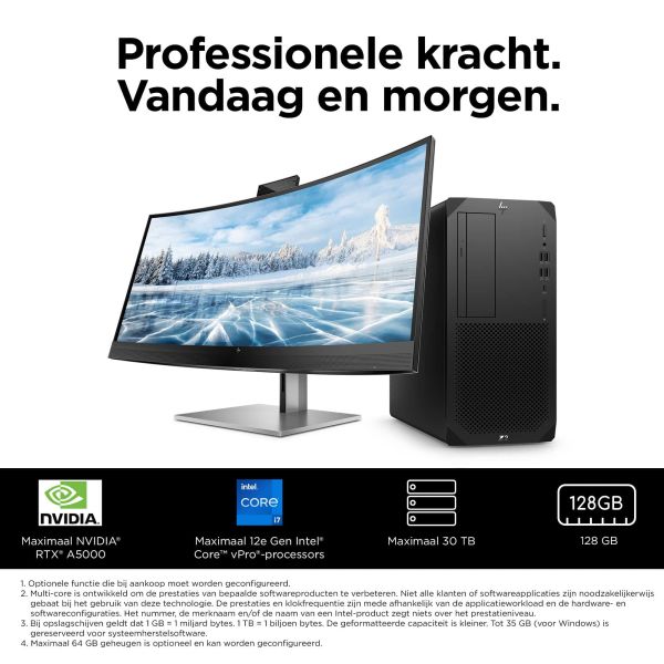 HP Z2 Tower G9 Intel® Core™ i9 i9-14900K 32 GB DDR5-SDRAM 1 TB SSD Windows 11 Pro Workstation Zwart (996P9ET#ABH)