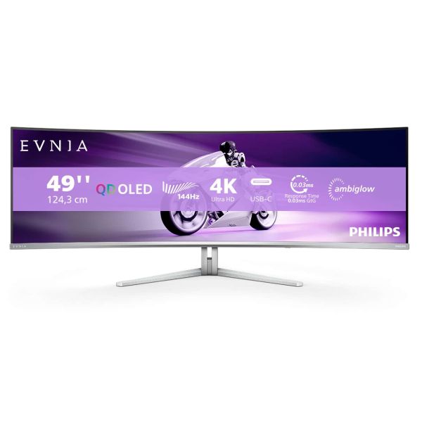 Philips Evnia 8000 49M2C8900L/00 computer monitor 124,2 cm (48.9") 5120 x 1440 Pixels Dual QHD QDOLED Wit (49M2C8900L/00)