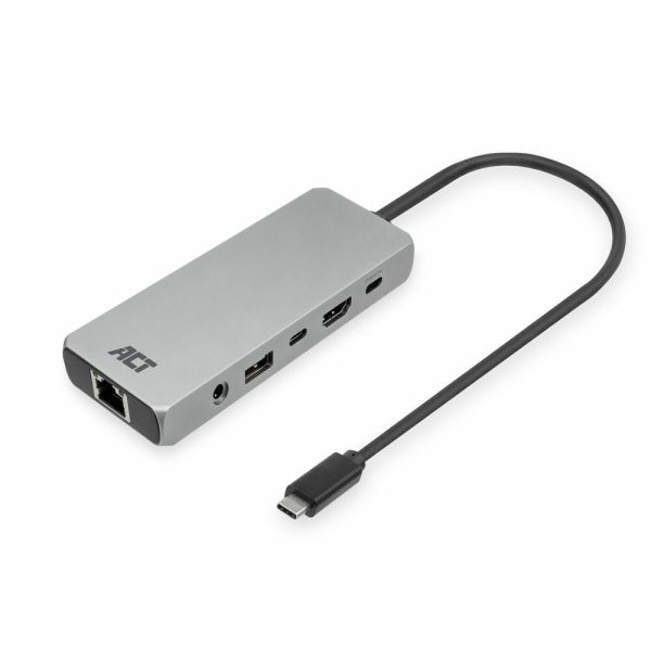 ACT USB-C 4K / 8K 30Hz dockingstation voor 1 HDMI monitor, 2,5 Gigabit ethernet, USB-C 10Gbps, USB-A 10Gbps, 3,5mm audio, PD pass-through (AC7095)
