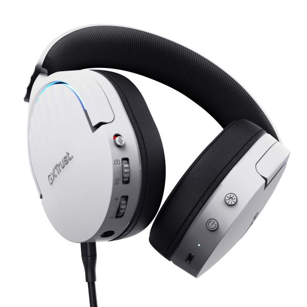 Trust GXT 491W FAYZO Headset Bedraad en draadloos Hoofdband Gamen USB Type-C Bluetooth Zwart, Wit (25304)