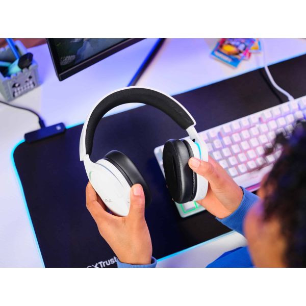 Trust GXT 491W FAYZO Headset Bedraad en draadloos Hoofdband Gamen USB Type-C Bluetooth Zwart, Wit (25304)