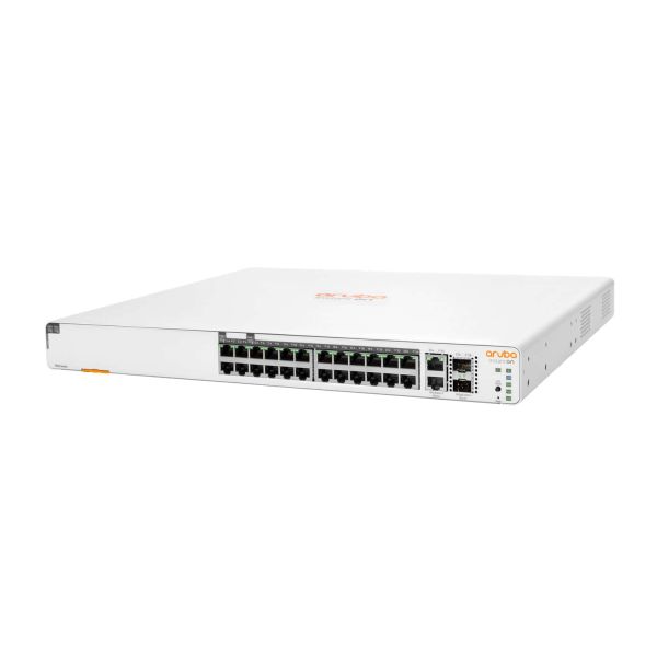 Hewlett Packard Enterprise Aruba Instant On 1960 24G 20p Class4 4p Class6 PoE 2XGT 2SFP+ 370W Managed L2+ Gigabit Ethernet (10/100/1000) Power over Ethernet (PoE) 1U Wit (JL807A#ABB)