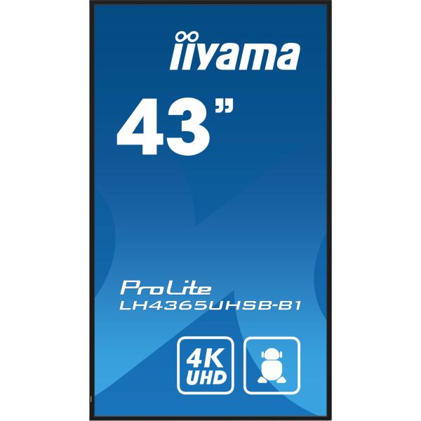 iiyama LH4365UHSB-B1 beeldkrant Kiosk-ontwerp 108 cm (42.5") LED Wifi 800 cd/m² 4K Ultra HD Zwart Type processor Android 11 24/7 (LH4365UHSB-B1)