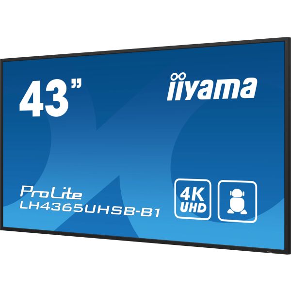 iiyama LH4365UHSB-B1 beeldkrant Kiosk-ontwerp 108 cm (42.5") LED Wifi 800 cd/m² 4K Ultra HD Zwart Type processor Android 11 24/7 (LH4365UHSB-B1)