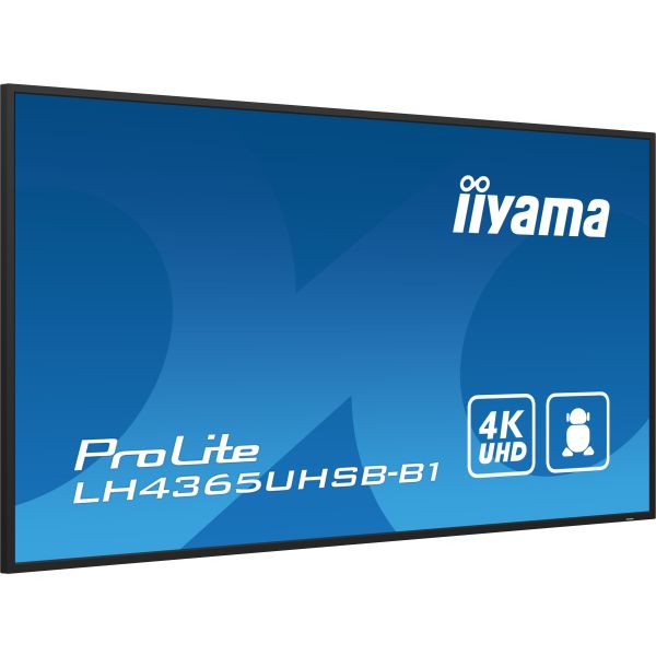 iiyama LH4365UHSB-B1 beeldkrant Kiosk-ontwerp 108 cm (42.5") LED Wifi 800 cd/m² 4K Ultra HD Zwart Type processor Android 11 24/7 (LH4365UHSB-B1) iiyama LH4365UHSB-B1 beeldkrant Kiosk-ontwerp 108 cm (42.5") LED Wifi 800 cd/m² 4K Ultra HD Zwart Type processor Android 11 24/7 (LH4365UHSB-B1)