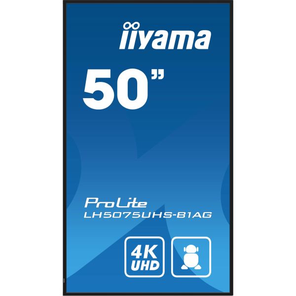 iiyama LH5075UHS-B1AG beeldkrant Digitale signage flatscreen 125,7 cm (49.5") LCD Wifi 500 cd/m² 4K Ultra HD Zwart Type processor Android 11 24/7 (LH5075UHS-B1AG)