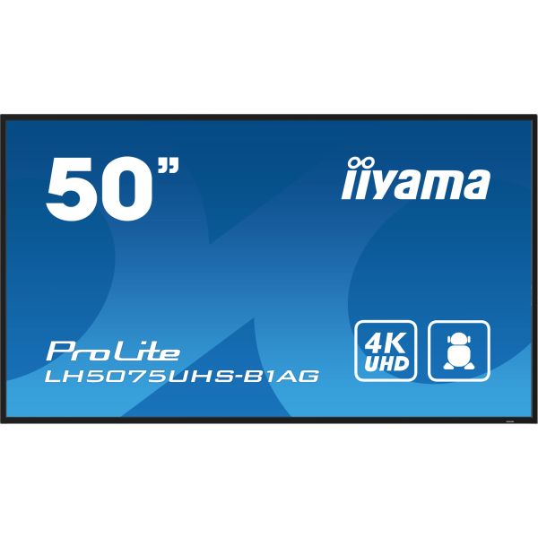 iiyama LH5075UHS-B1AG beeldkrant Digitale signage flatscreen 125,7 cm (49.5") LCD Wifi 500 cd/m² 4K Ultra HD Zwart Type processor Android 11 24/7 (LH5075UHS-B1AG)