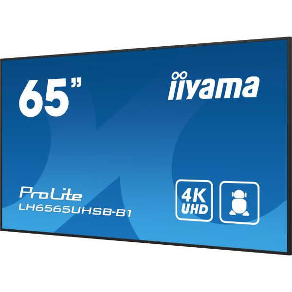 iiyama LH6565UHSB-B1 beeldkrant Kiosk-ontwerp 163,8 cm (64.5") LED Wifi 800 cd/m² 4K Ultra HD Zwart Type processor Android 11 24/7 (LH6565UHSB-B1)
