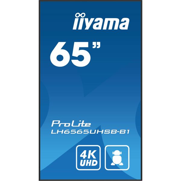 iiyama LH6565UHSB-B1 beeldkrant Kiosk-ontwerp 163,8 cm (64.5") LED Wifi 800 cd/m² 4K Ultra HD Zwart Type processor Android 11 24/7 (LH6565UHSB-B1)