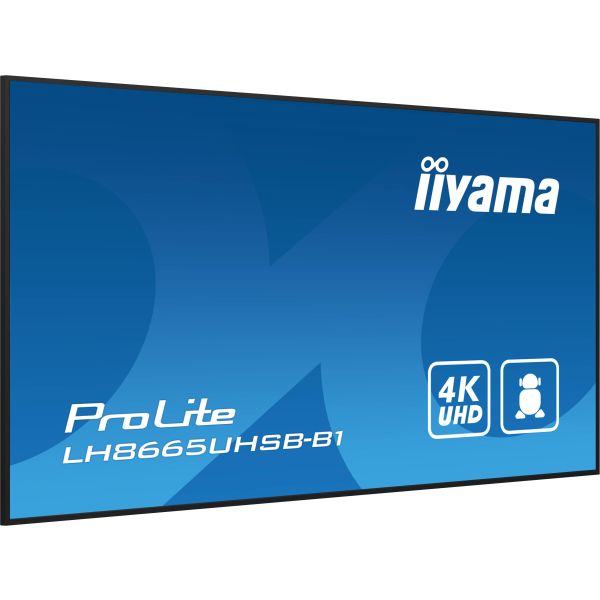 iiyama LH8665UHSB-B1 beeldkrant Kiosk-ontwerp 2,18 m (86") LED Wifi 800 cd/m² 4K Ultra HD Zwart Type processor Android 11 24/7 (LH8665UHSB-B1)