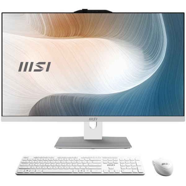 MSI Modern AM272P 1M-838DE Intel Core 5 120U 68,6 cm (27") 1920 x 1080 Pixels Alles-in-één-pc 8 GB DDR5-SDRAM 512 GB SSD Windows 11 Pro Wi-Fi 6E (802.11ax) Wit (00AF8232-838) MSI Modern AM272P 1M-838DE Intel Core 5 120U 68,6 cm (27") 1920 x 1080 Pixels Alles-in-één-pc 8 GB DDR5-SDRAM 512 GB SSD Windows 11 Pro Wi-Fi 6E (802.11ax) Wit (00AF8232-838)