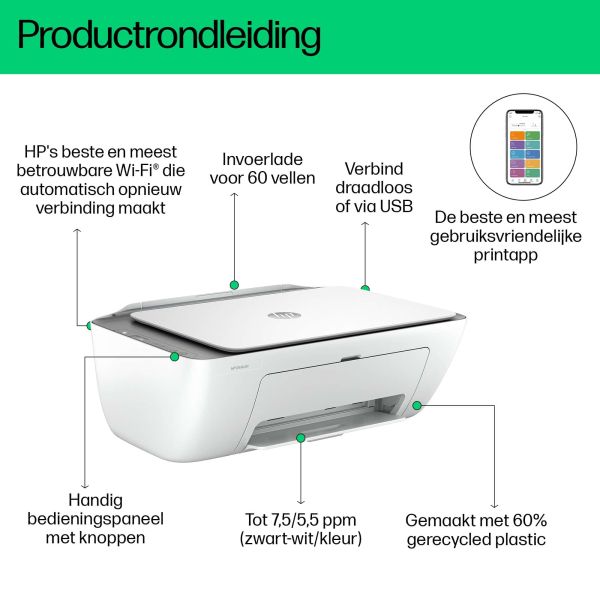 HP DeskJet 2820e All-in-One printer, Kleur, Printer voor Home, Printen, kopiëren, scannen, Scans naar pdf (588K9B)