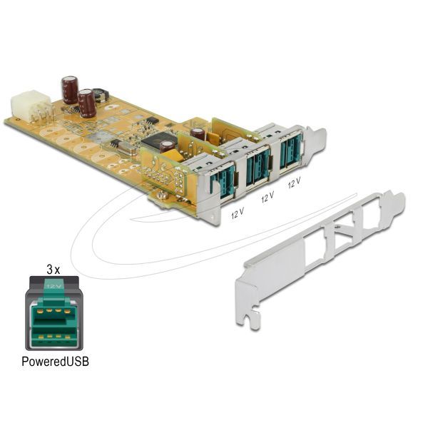 DELOCK PCIe Card Powered USB > 3x 12V (89656)