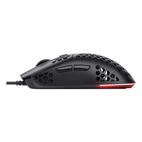Trust GXT 928 Helox Gaming Muis - Ultralichte gamingmuis – 6 programmeerbare knoppen – 6400 DPI – Zwart (25306)