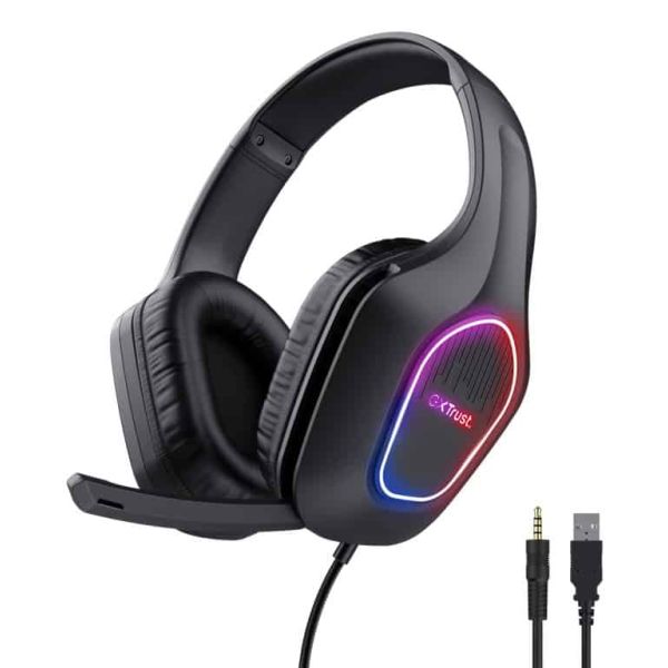 Trust GXT 416 Zirox Gaming Headset - USB gamingheadset – RGB-verlichting – Opklapbare microfoon – Zwart (25331)