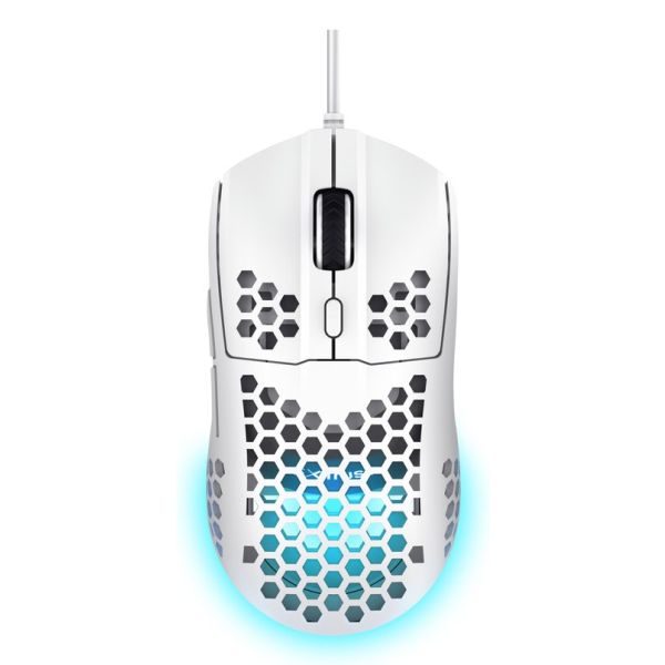 Trust GXT 928W Helox Gaming Muis - Ultralichte gamingmuis – 6 programmeerbare knoppen – 6400 DPI – Wit (25389)
