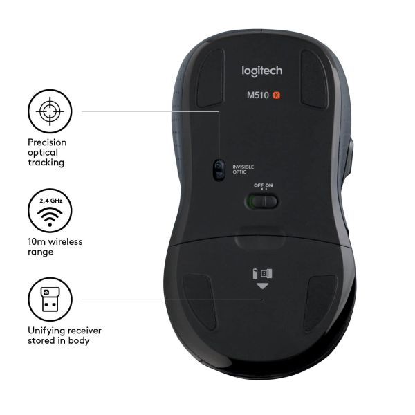 Logitech M510 muis RF Draadloos Laser (910-001825)
