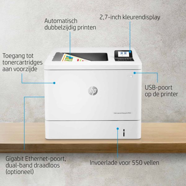 HP Color LaserJet Enterprise M554dn printer, Print, Printen via de USB-poort aan voorzijde; Dubbelzijdig printen (7ZU81A)