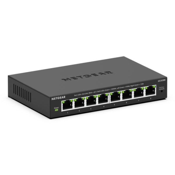 NETGEAR GS308E Managed L2/L3 Gigabit Ethernet (10/100/1000) Power over Ethernet (PoE) Zwart (GS308E-400EUS)