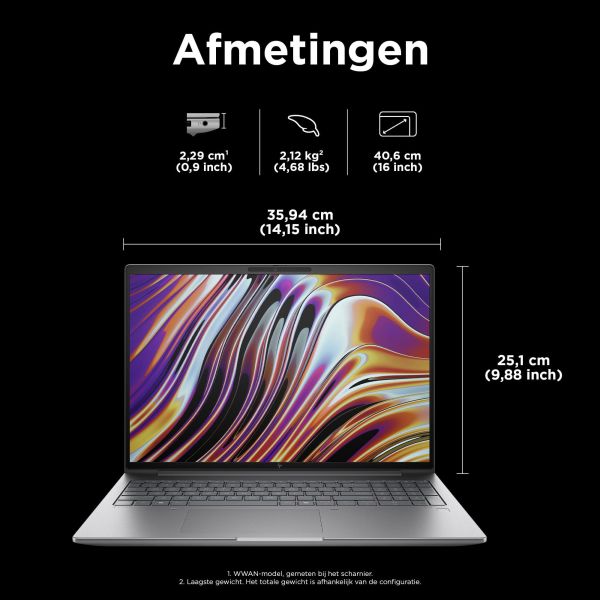 HP ZBook Power G11 A AMD Ryzen™ 9 8945HS Mobiel werkstation 40,6 cm (16") WQXGA 64 GB DDR5-SDRAM 1 TB SSD NVIDIA RTX 2000 Ada Wi-Fi 6E (802.11ax) Windows 11 Pro Grijs (A3YX1ET#ABH)