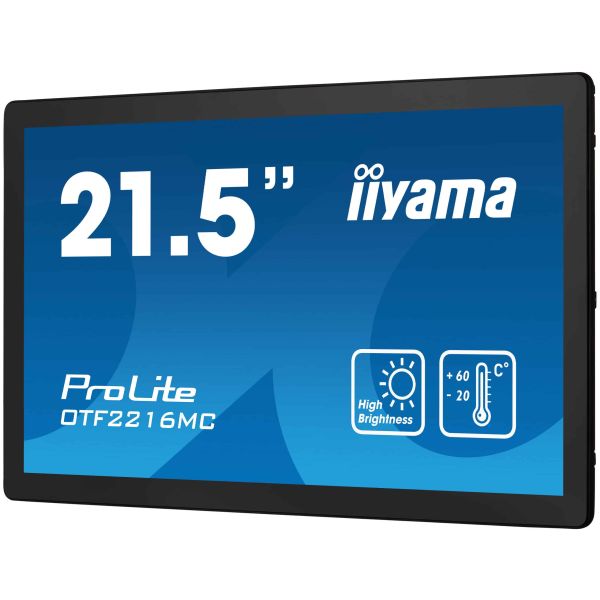 iiyama OTF2216MC-B1 beeldkrant Digitale signage flatscreen 55,9 cm (22") LCD 1100 cd/m² Full HD Zwart Touchscreen (OTF2216MC-B1)