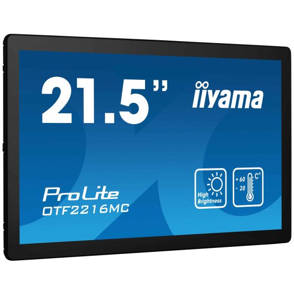iiyama OTF2216MC-B1 beeldkrant Digitale signage flatscreen 55,9 cm (22") LCD 1100 cd/m² Full HD Zwart Touchscreen (OTF2216MC-B1)