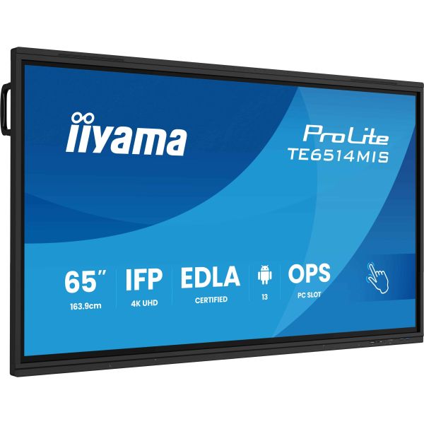 iiyama PROLITE TE6514MIS-B2AG Digitale signage flatscreen 165,1 cm (65") LCD Wifi 435 cd/m² 4K Ultra HD Zwart Touchscreen Type processor Android 24/7 (TE6514MIS-B2AG)