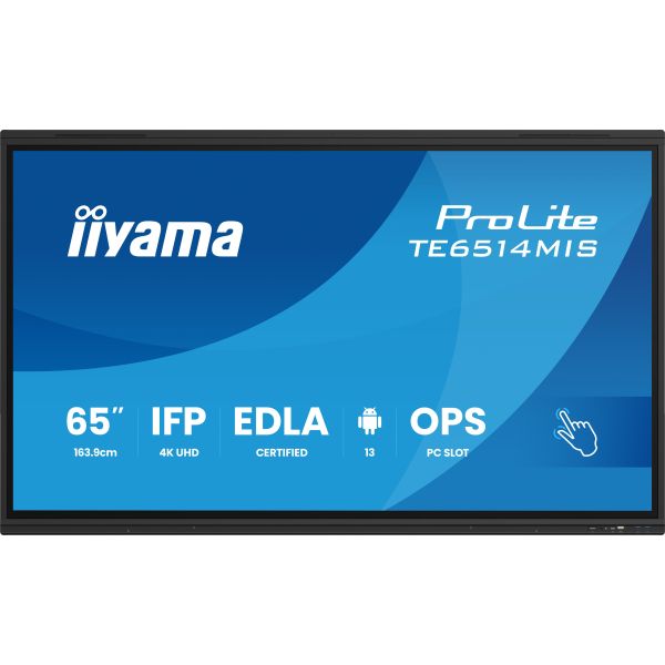 iiyama PROLITE TE6514MIS-B2AG Kiosk-ontwerp 165,1 cm (65") LCD Wifi 435 cd/m² 4K Ultra HD Zwart Touchscreen Type processor Android 24/7 (TE6514MIS-B2AG)