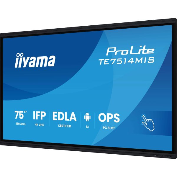 iiyama PROLITE TE7514MIS-B2AG Digitale signage flatscreen 190,5 cm (75") LCD Wifi 435 cd/m² 4K Ultra HD Zwart Touchscreen Type processor Android 24/7 (TE7514MIS-B2AG) iiyama PROLITE TE7514MIS-B2AG Digitale signage flatscreen 190,5 cm (75") LCD Wifi 435 cd/m² 4K Ultra HD Zwart Touchscreen Type processor Android 24/7 (TE7514MIS-B2AG)
