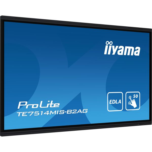iiyama PROLITE TE7514MIS-B2AG Digitale signage flatscreen 190,5 cm (75") LCD Wifi 435 cd/m² 4K Ultra HD Zwart Touchscreen Type processor Android 24/7 (TE7514MIS-B2AG)