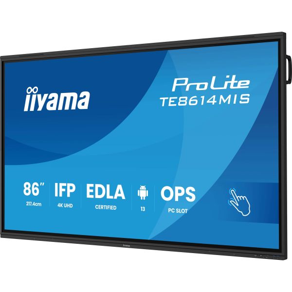iiyama PROLITE TE8614MIS-B2AG Digitale signage flatscreen 2,17 m (85.6") LCD Wifi 435 cd/m² 4K Ultra HD Zwart Touchscreen Type processor Android 24/7 (TE8614MIS-B2AG) iiyama PROLITE TE8614MIS-B2AG Digitale signage flatscreen 2,18 m (86") LCD Wifi 435 cd/m² 4K Ultra HD Zwart Touchscreen Type processor Android 24/7 (TE8614MIS-B2AG)