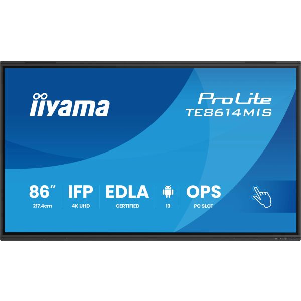 iiyama PROLITE TE8614MIS-B2AG Digitale signage flatscreen 2,17 m (85.6") LCD Wifi 435 cd/m² 4K Ultra HD Zwart Touchscreen Type processor Android 24/7 (TE8614MIS-B2AG) iiyama PROLITE TE8614MIS-B2AG Digitale signage flatscreen 2,18 m (86") LCD Wifi 435 cd/m² 4K Ultra HD Zwart Touchscreen Type processor Android 24/7 (TE8614MIS-B2AG)
