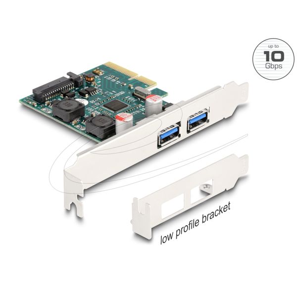 DELOCK PCI Express x4 Karte zu 2 x extern USB 10 Gbps Typ-A (90106)