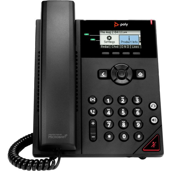 HP Poly OBi VVX 150 2-lijns IP-telefoon met PoE-ondersteuning (912090-700)