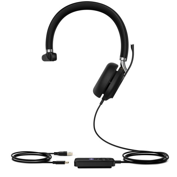 Yealink UH38 Mono Teams Headset Bedraad en draadloos Hoofdband Oproepen/muziek USB Type-C Bluetooth Zwart (1308083)